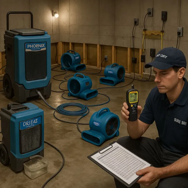Structural Drying and Dehumidification process in San Carlos, CA